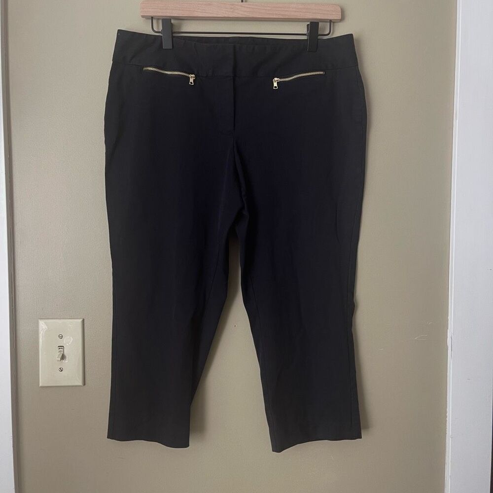 Alfani Women Black Dress Pant Professional Business Casual Gold Zipper Petite 12